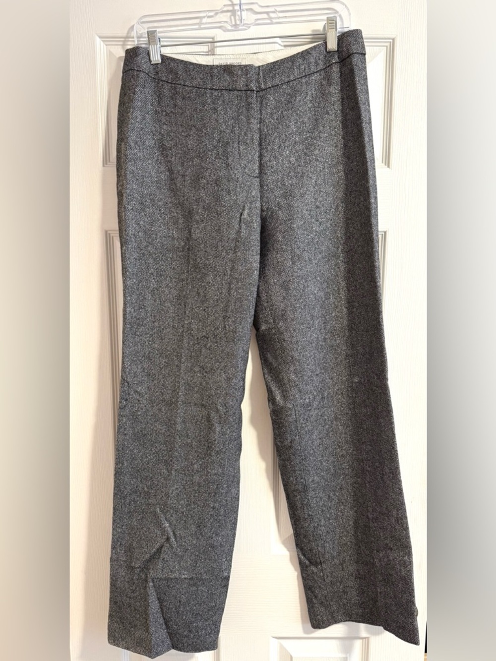 david brooks Gray shimmery Straight-Leg Wool Blend Pants